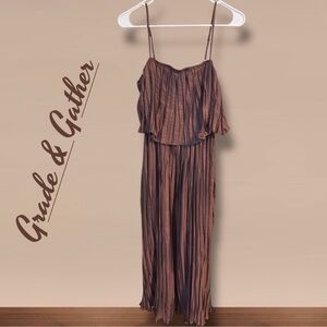 🍒GRADE & GATHER CRINKLE PLEATED CHOCOLATE DRESS